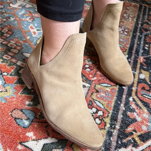 Nude Suede Ankle Boots - Picture 4 of 7